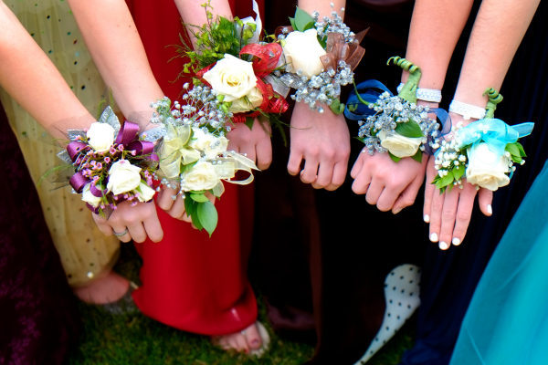 Corsages for attendees of a prom night event at The Farmhouse